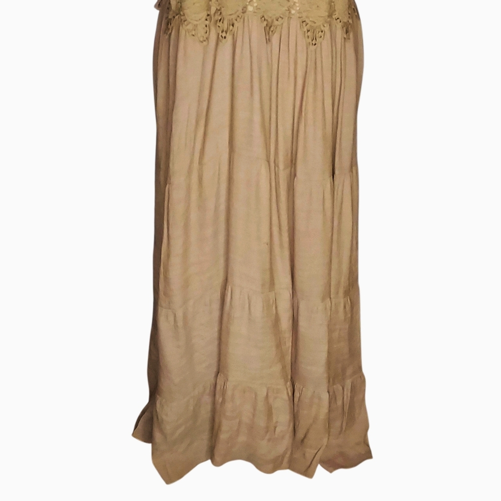 JGEE Women 2X Crochet Cottagecore Boho Fully Lined Maxi Dress - Picture 5 of 8